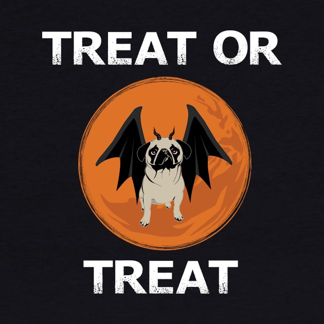 Treat or Treat Halloween Funny Pug Design for Dog Lovers by bbreidenbach